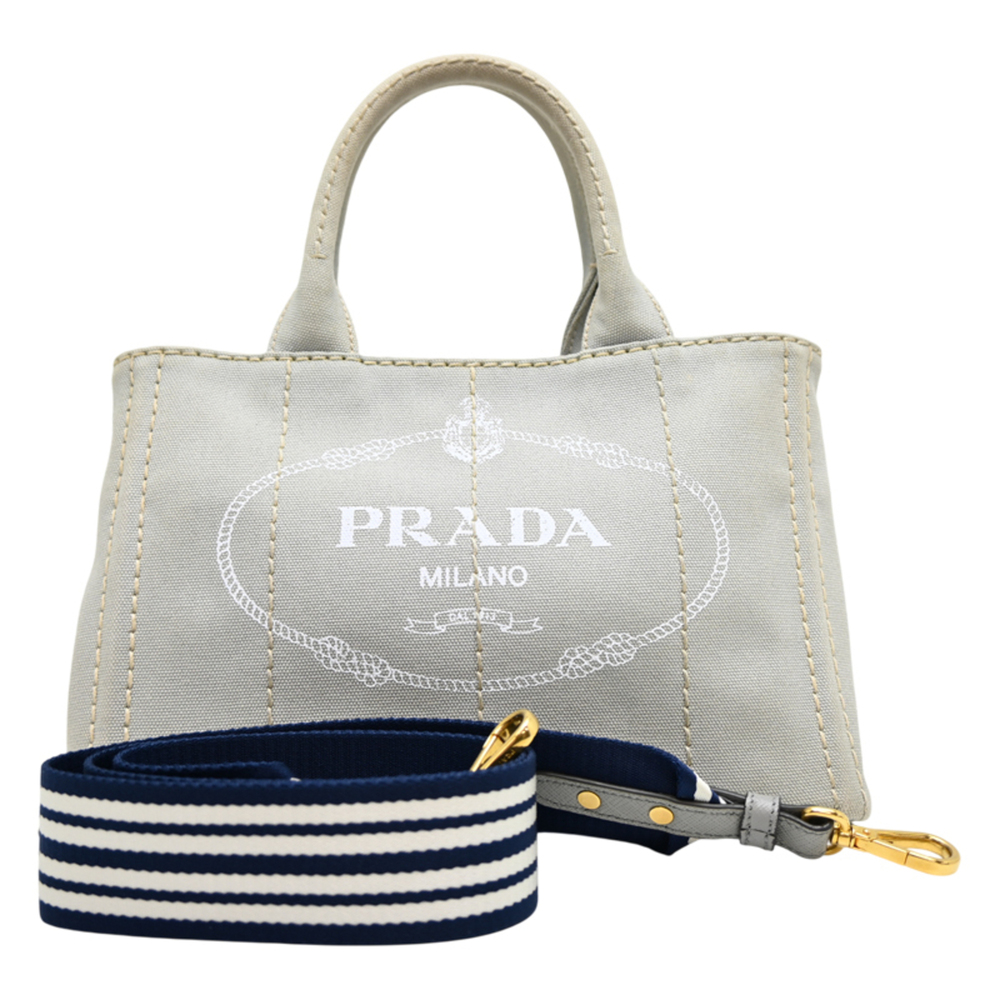 Prada Canapa PM Women's Handbag 1BG439 Denim Light Gray